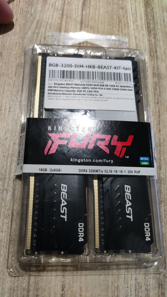 Kingston fury ddr4 2x8gb 3200mhz