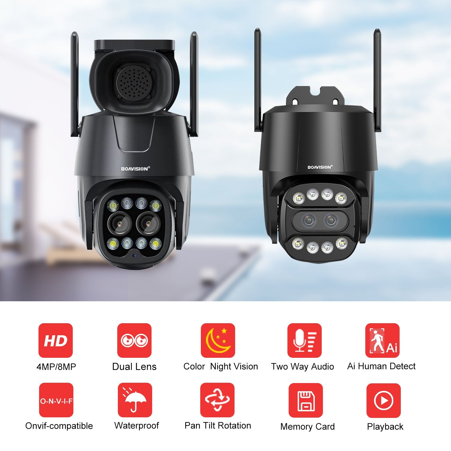 Зовнішня 4G+WiFi IP камера спостереження Boavision D4W4G8MP4G