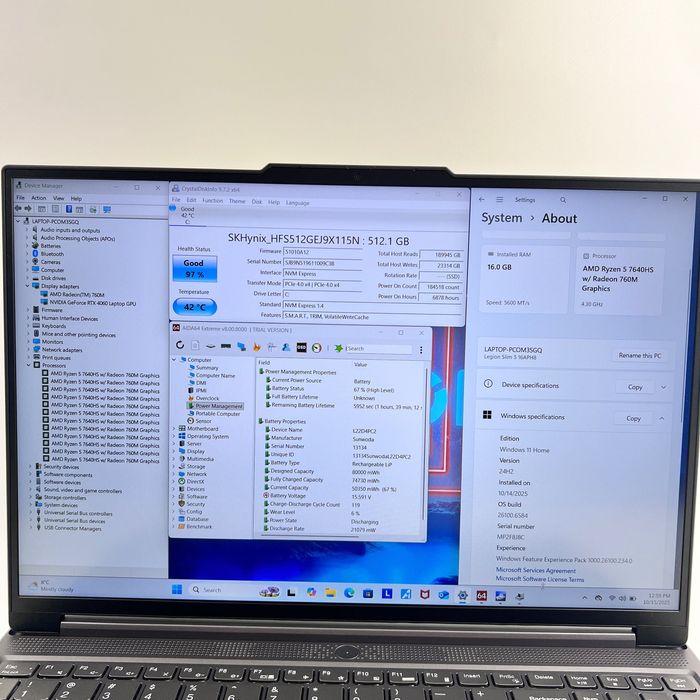 Lenovo Legion Slim 5 16 R5 7640HS 16GB RAM 512GB SSD RTX 4060 Гарантія