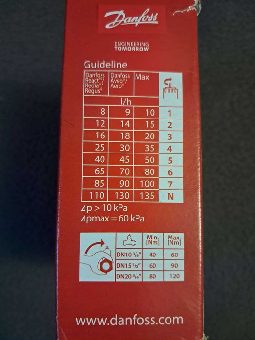 Danfoss RA-DV Zawór grzejnikowy term. Dynamic Valve prosty 1/2"