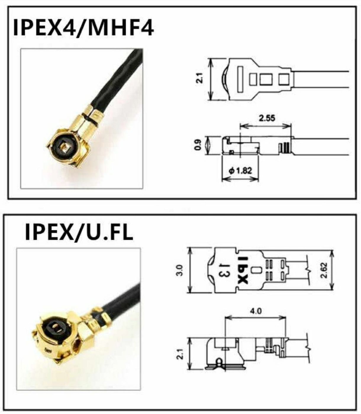 Антенна 2.4Ghz с коннектором IPEX1/IPX/u.FL или IPEX4\MHF4