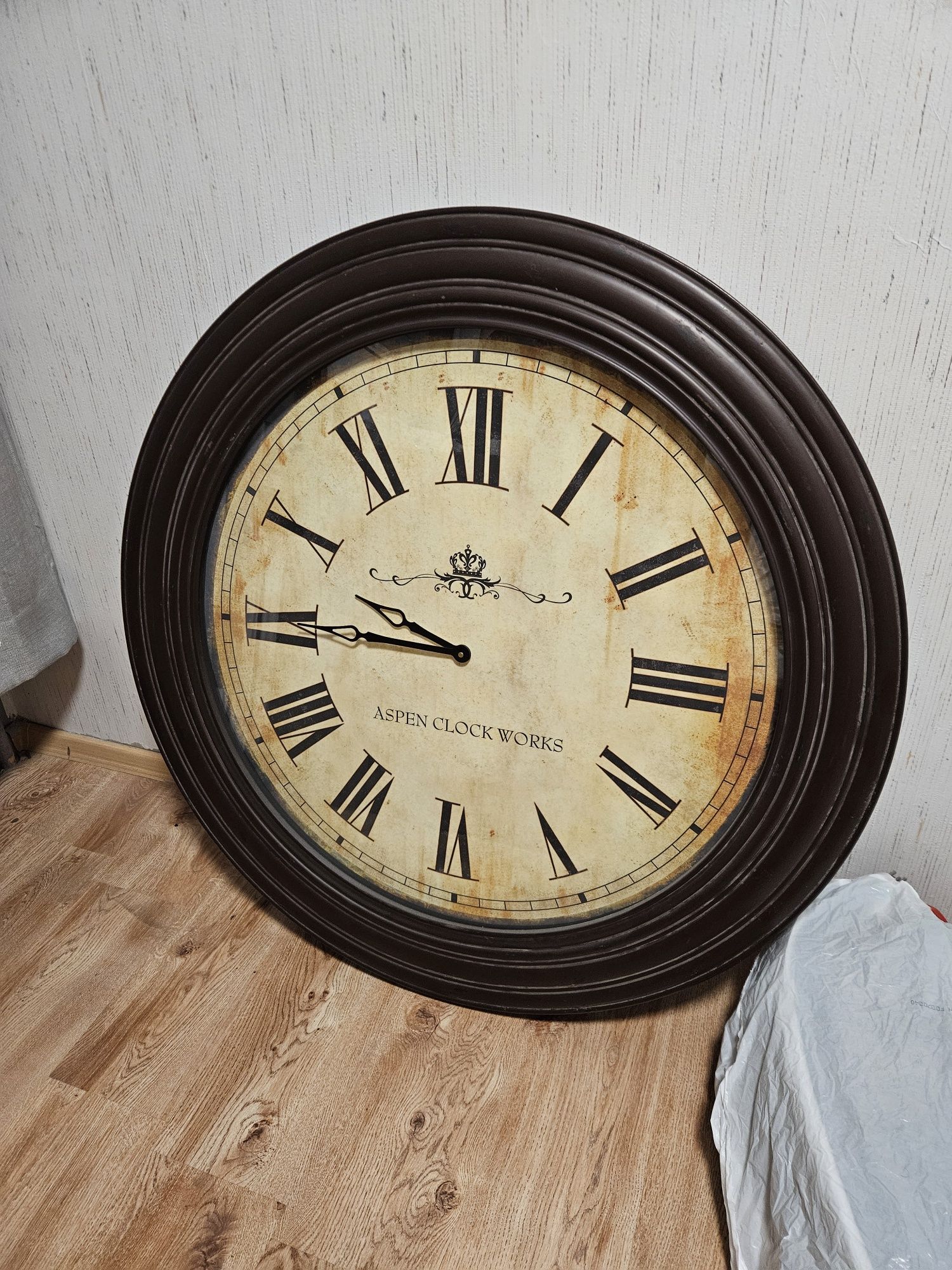 Zegar vintage 100 cm drewniana rama ciężki solidny