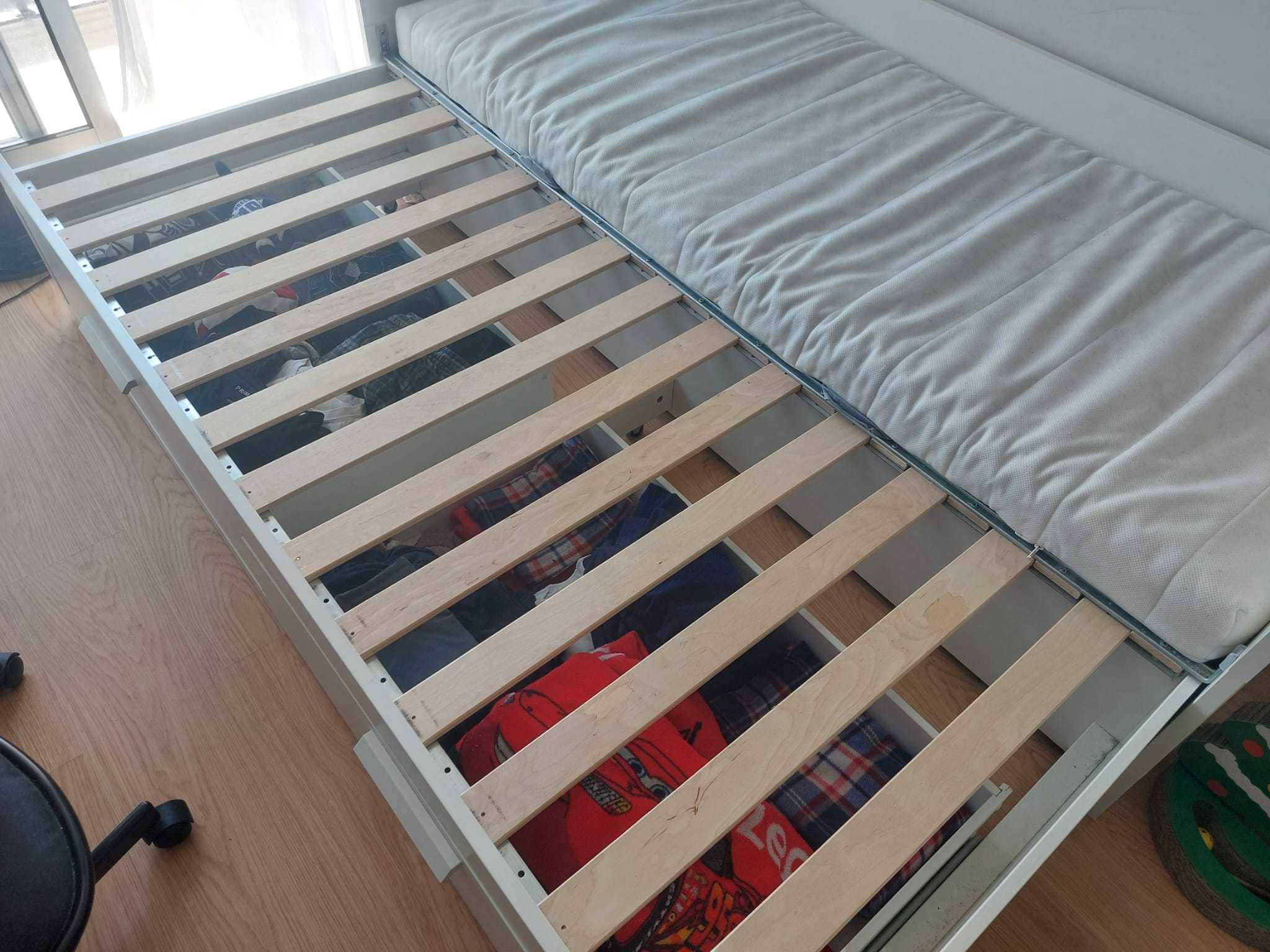 Cama indiv/dupla c/2 gav, branco BRIMNES