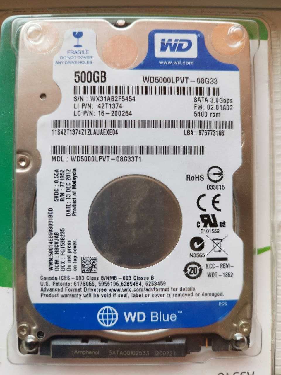 Жорсткий диск Western Digital Factory Refurbished 2.5" 500Gb