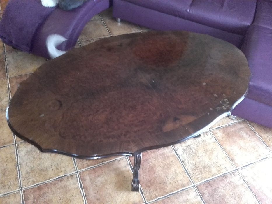 Stół / Ława - Owalny - Drewniany - Rzeźbiony