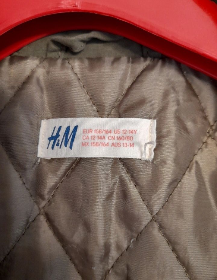 Kurtka, parka oliwkowa, H&M, rozm. S, 158/164,