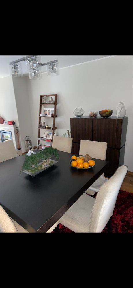 Mesa de Jantar em Madeira Wengué quadrada e Extensível
