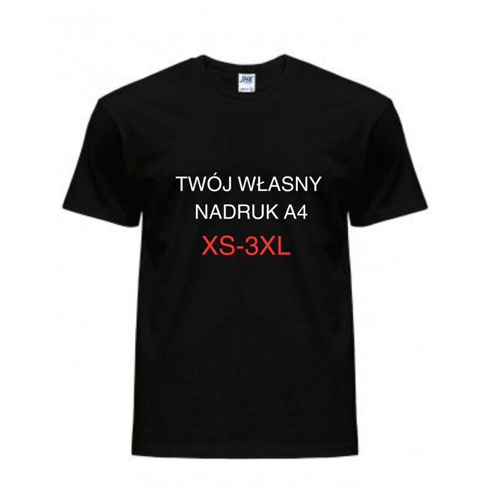 T-shirt koszulka z własnym nadrukiem A4 napis logo grafika rozmiar M