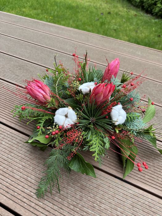 Wiazanka nagrobna protea bawelna zielen