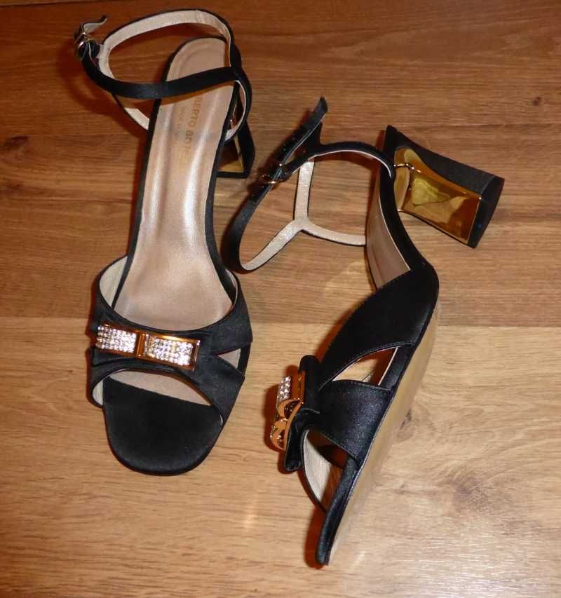 NOWE Eleganckie czarne sandały Roberto Botella r. 40/41 (26,5 cm)