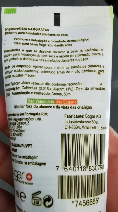 Vendo balsamo hidratante para patas cão.