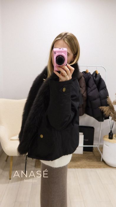 Парка з хутром, шоколад, чорна, синя S,M,L