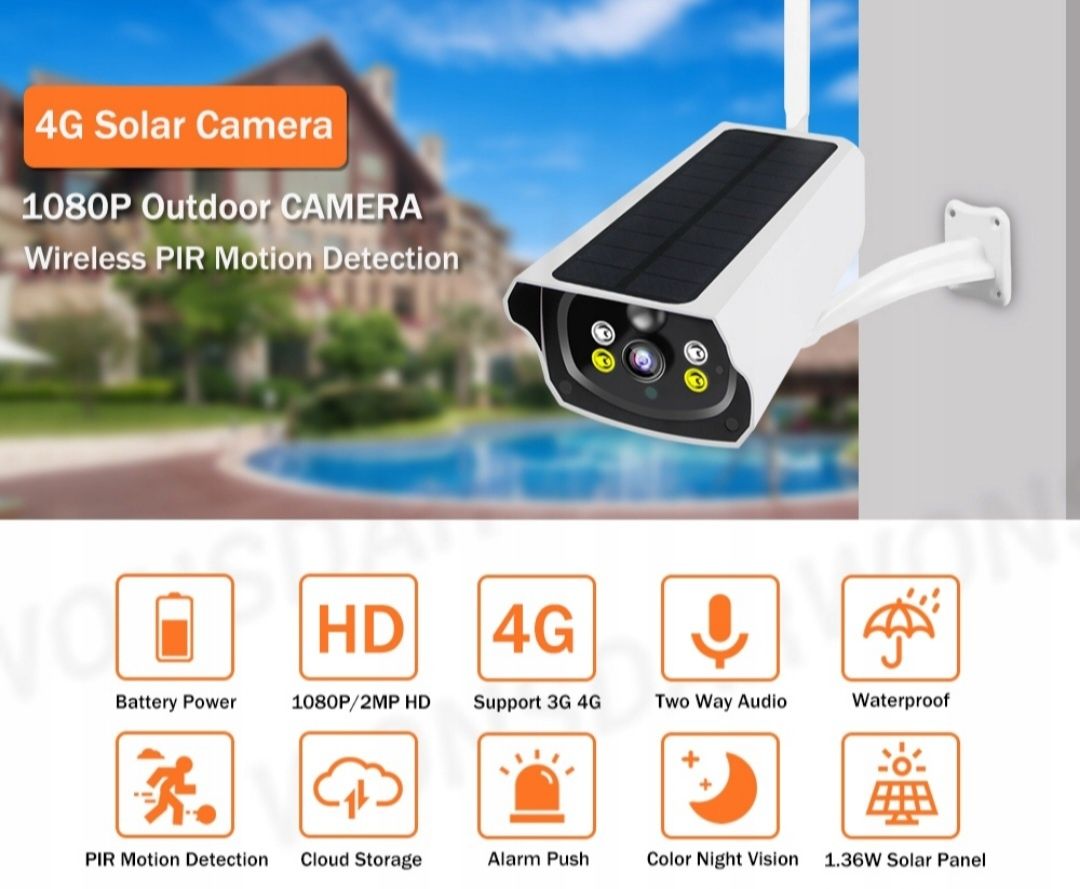 Kamera IP gsm 4G LTE SIM 5Mpx Monitoring domu ,firmy , ogródka ,garażu