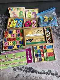 Drewniane ukladanki, puzzle, litery, cyfry, melissa & doug