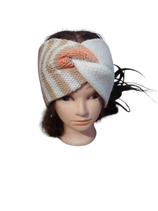 Opaska Handmade, turban Węzeł Dwuwarstwowa Zimowa szeroka PODWÓJNA,
