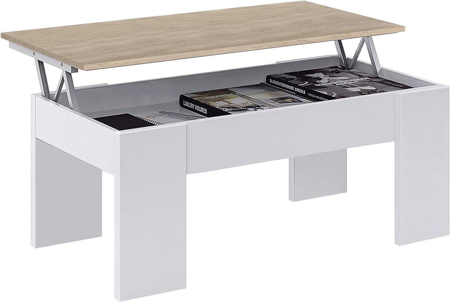 Mesa de centro elevável mesa de apoio 102 x 43 x 50-56 cm