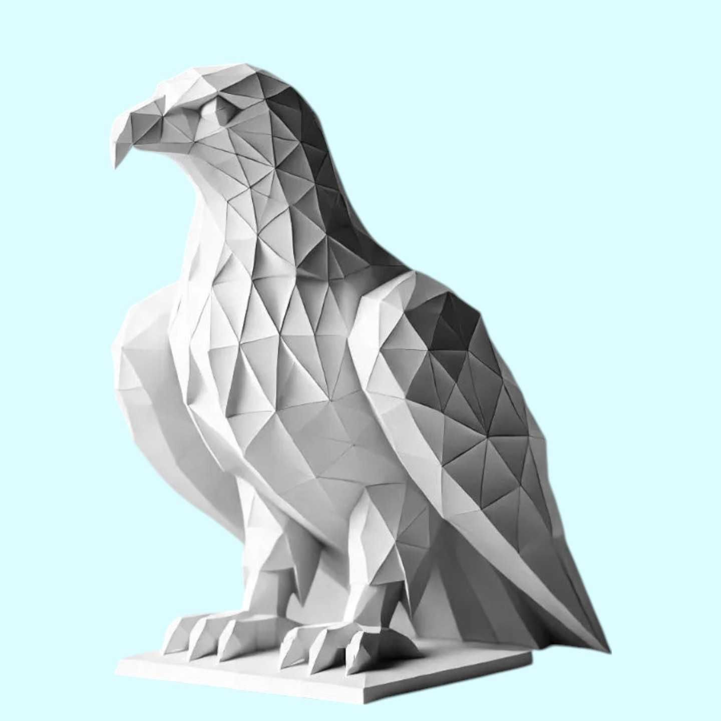 Figura Águia Low Poly 3D - Estatueta Moderna p/ Decoração