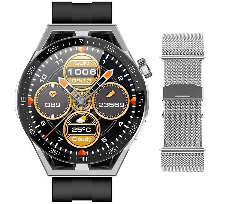 Smartwatch Rubicon RNCE88-3 Sr-Cz Pasek Silikonowy +Srebrna Bransoleta