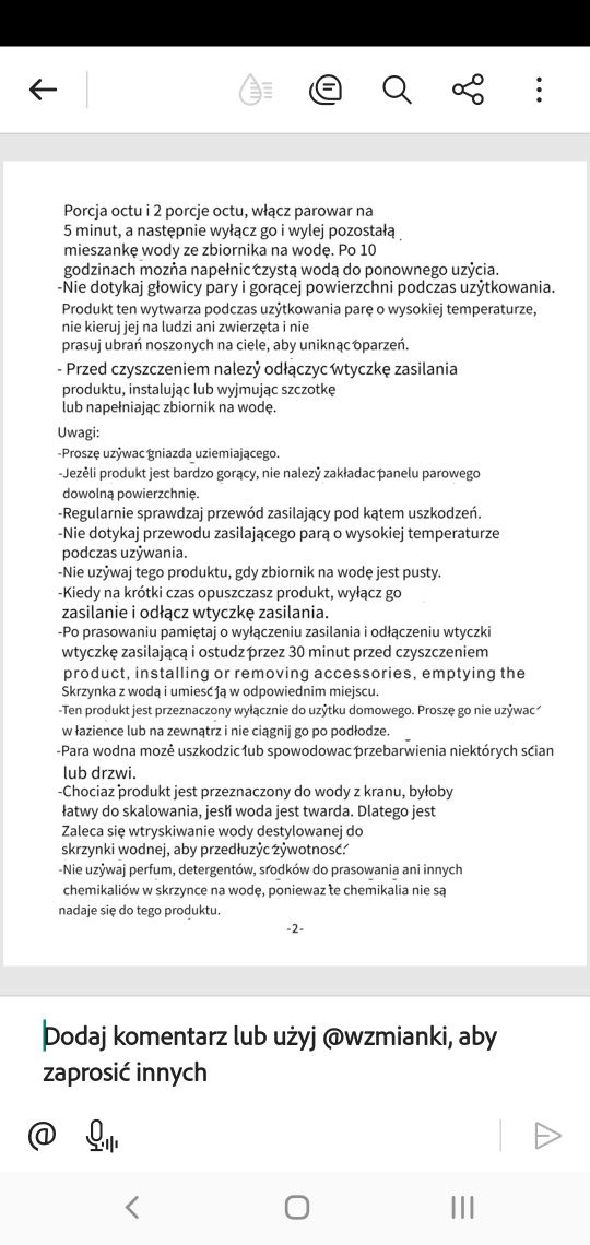 Parownica do ubrań nowa