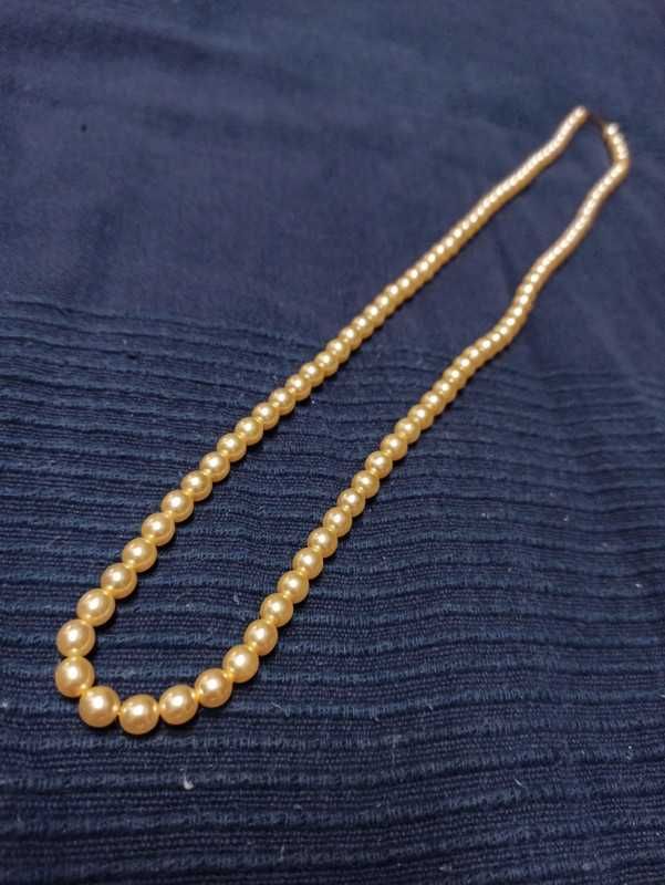 Korale perłowo złote sztuczne perły 70 cm golden pearls