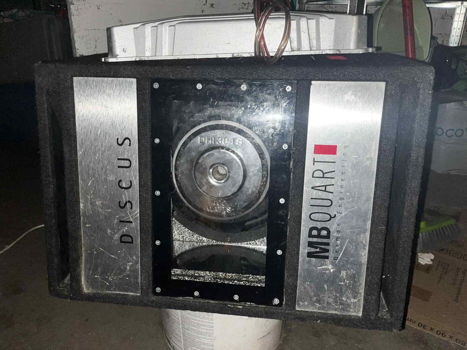 Skrzynia bassowa MBQuart + wzmacniacz Sony