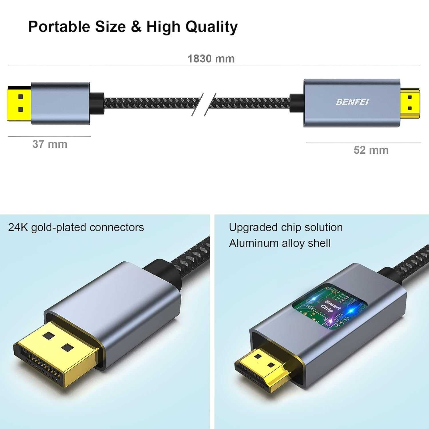 BENFEI Kabel DisplayPort na HDMI 1. 8 m