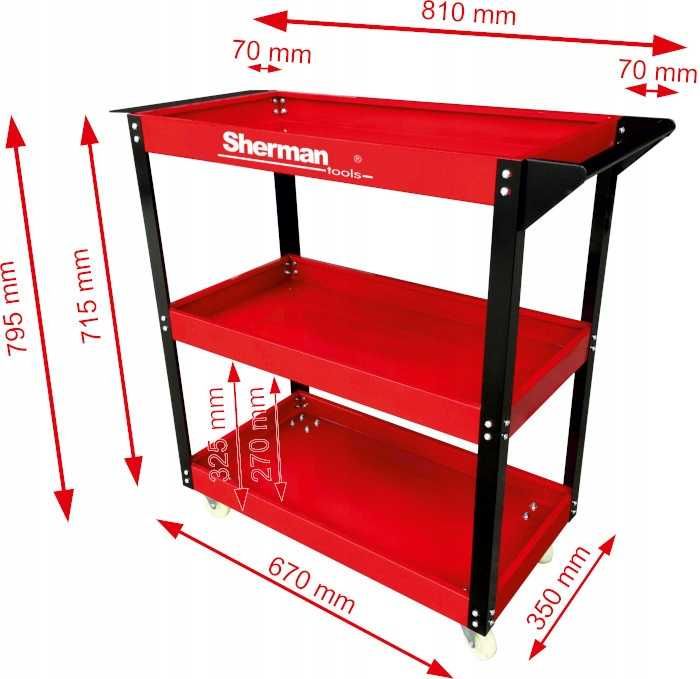 Візок інструментальний майстерня триполковий 3PB червоний Sherman