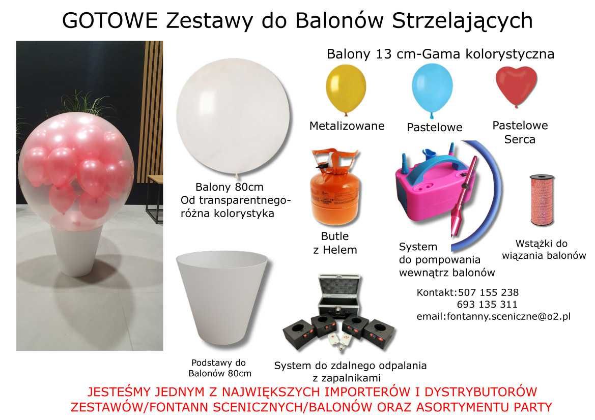 Strzelające balony odpalane bezprzewodowo -cały zestaw na 4 stacje