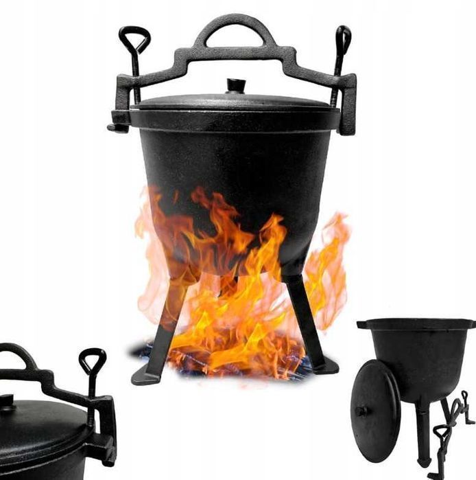 WYPRZEDAŻ Kociołek myśliwski żeliwny 5L GARNEK węgierski ognisko grill