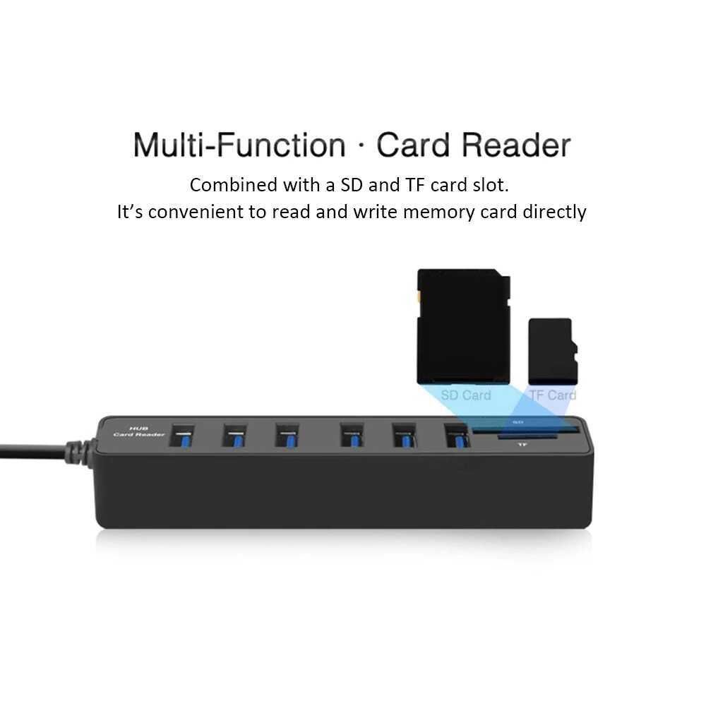 USB хаб 6 USB 3.0 картридер микро SD / TF