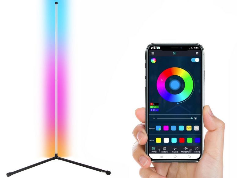 Lampa Stojąca Podłogowa Narożnikowa Rgb Led Nocna Aplikacja 1M