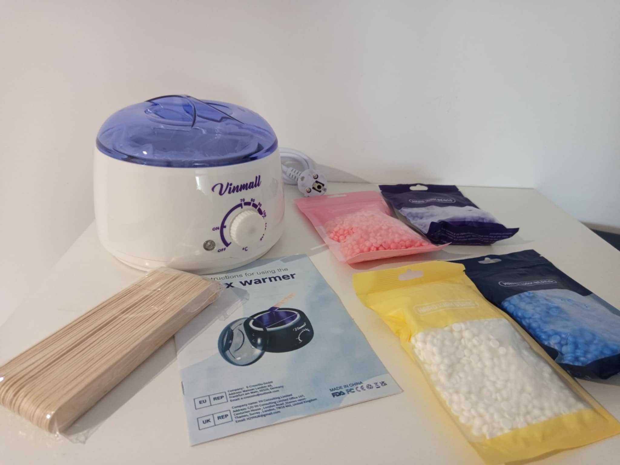 Vinmalll zestaw do depilacji podgrzewacz 4x100g wosk Biały