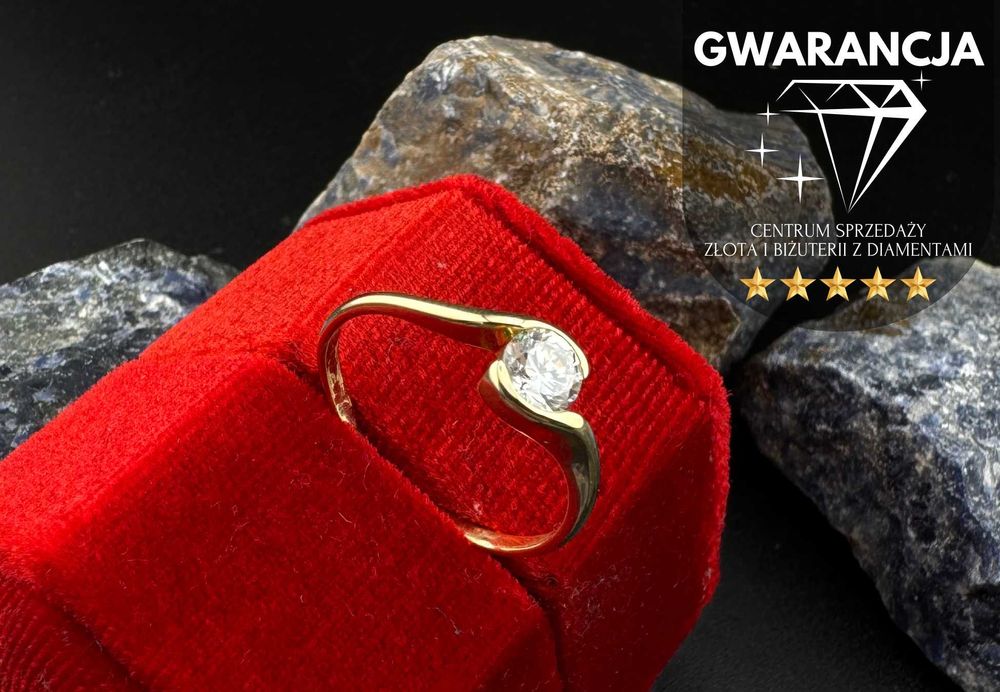 Złoty Pierścionek Duża Cyrkonia | JAK NOWY | 585 | 1.92g
