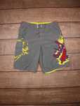 Quiksilver Grey Red Blue Shorts szorty krótkie spodenki szerokie szare