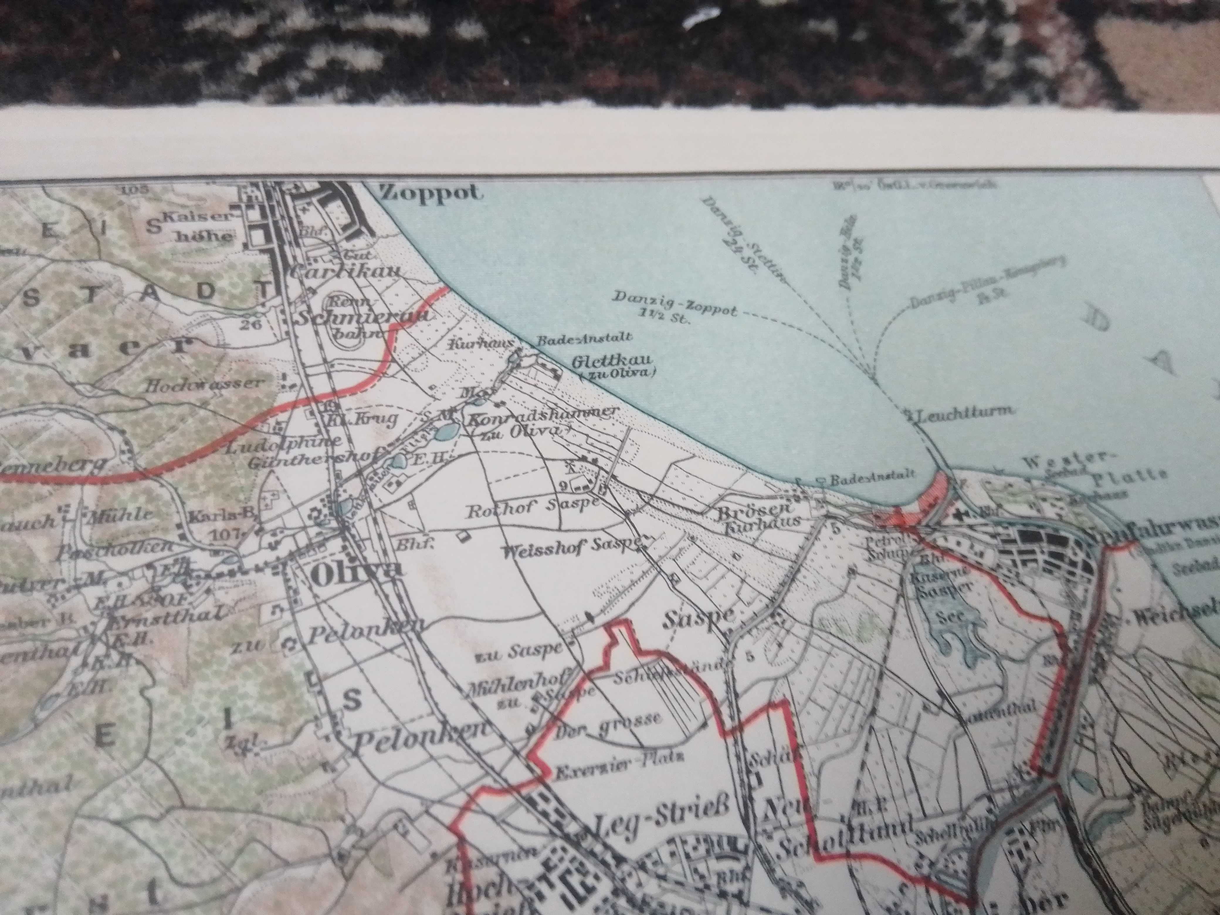 Gdańsk i okolice  stara XIX w. mapa