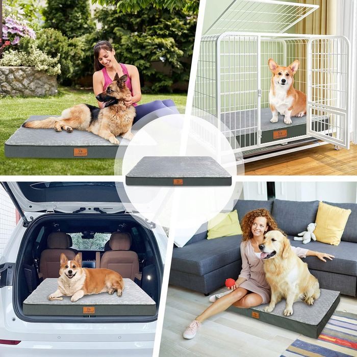 Ortopedyczne legowisko dla psów wodoodporna poduszka szara 104x74x10cm