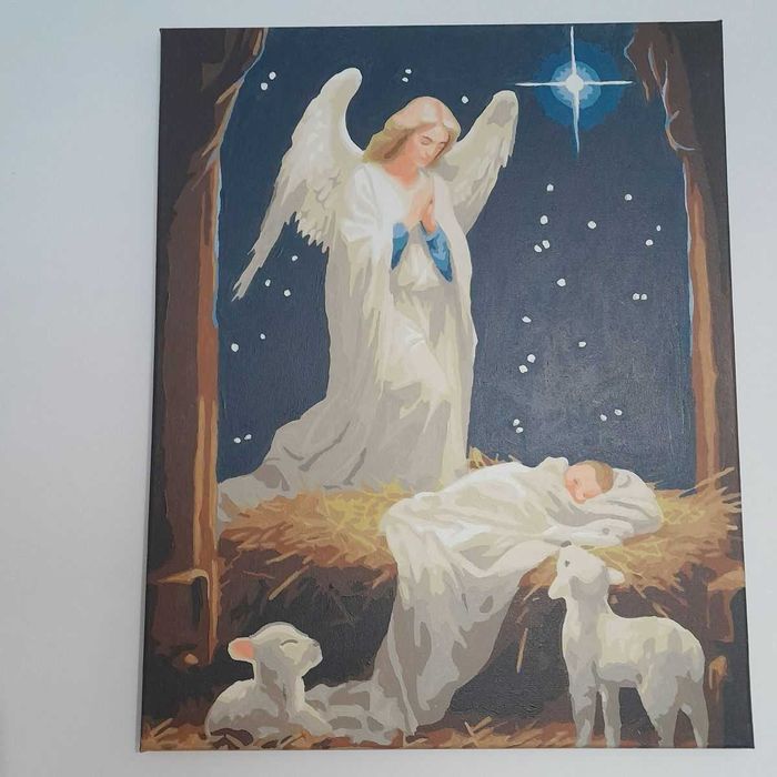 Obraz Anioł z Dzieciątkiem 50 x 40 cm ręcznie malowany