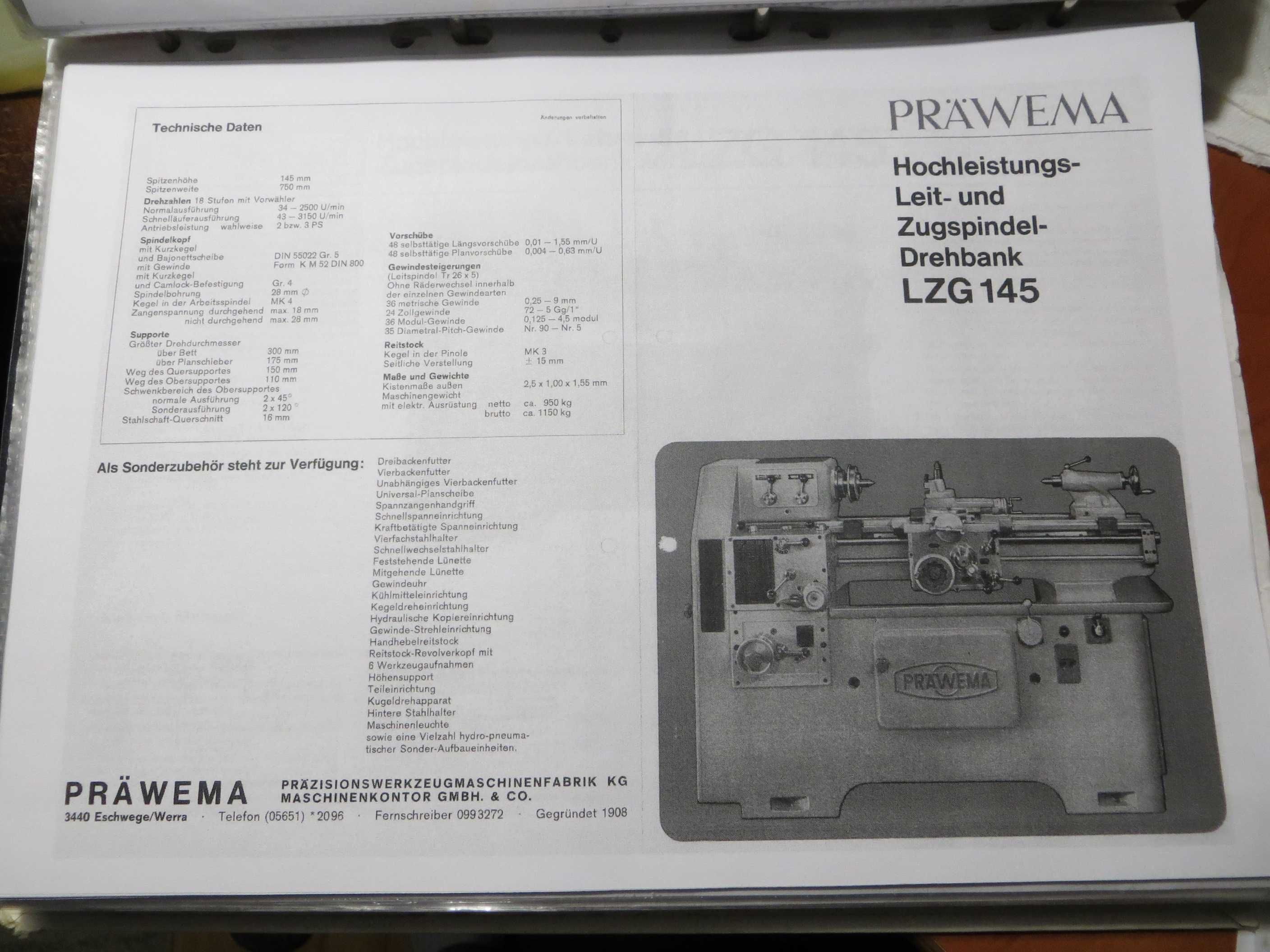 Tokarka precyzyjna Prawema LZG 145