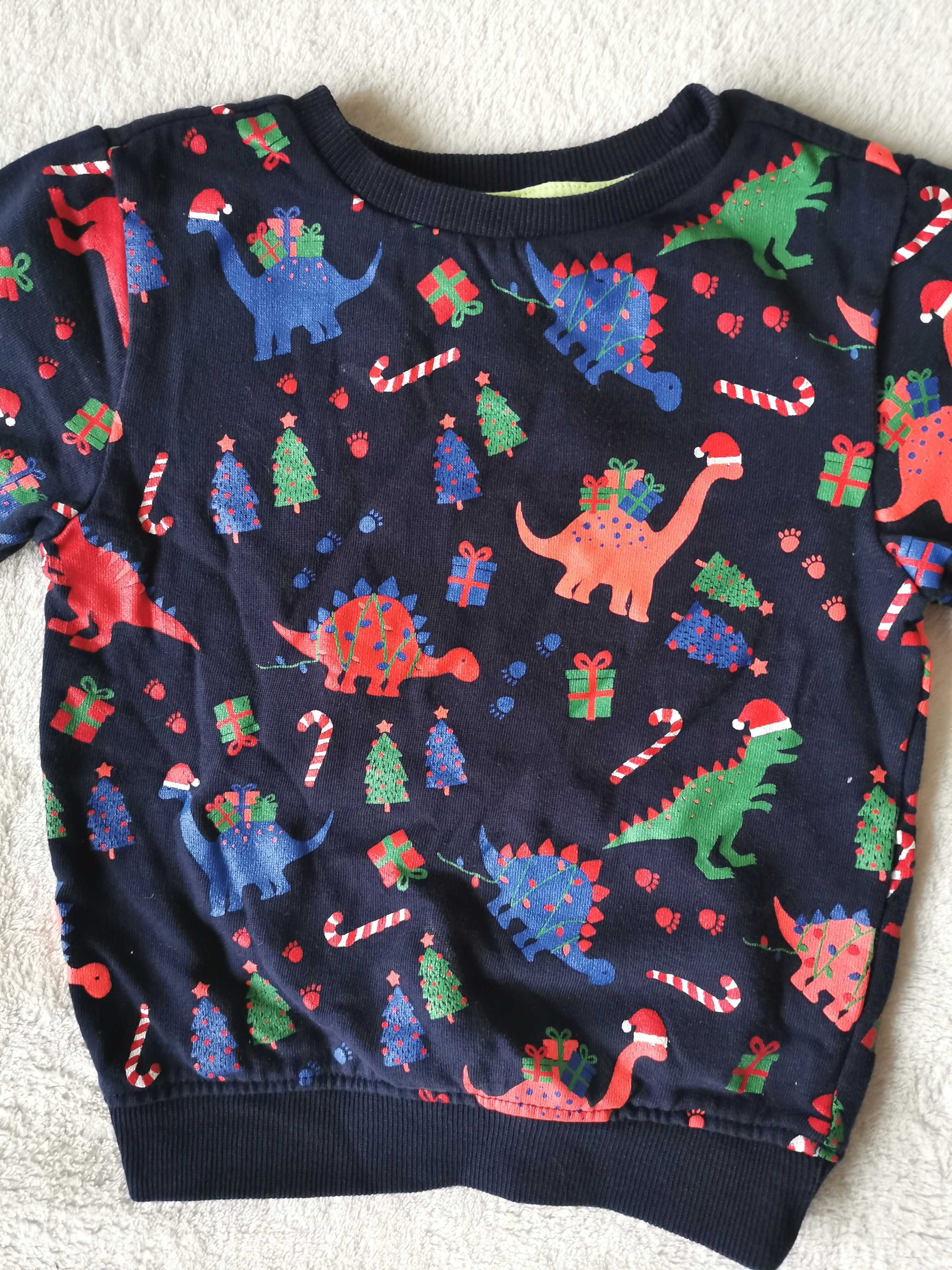 Świąteczna bluzka dinozaury, mikołajki