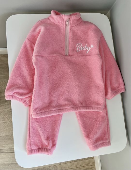 Теплий флісовий костюм молочний, лаванда, рожевий