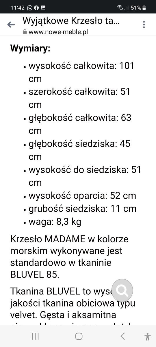 Sprzedam piękne krzesło turkusowe