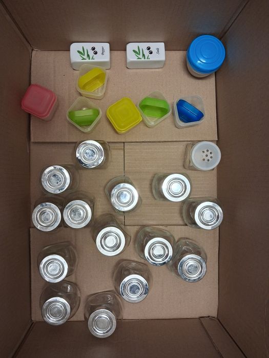 RAJTAN Ikea Pojemnik na przyprawy, szkło/srebrny + plastikowe