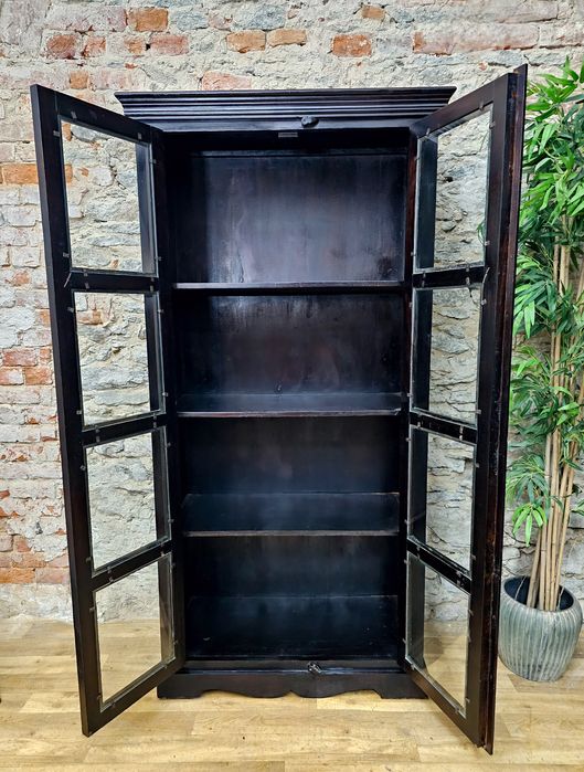 Stylowa witryna/regał z przeszklonymi drzwiami – elegancja i funkcjona