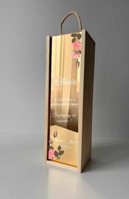 podziękowanie dla świadkowej skrzynka na wino wesele ślub