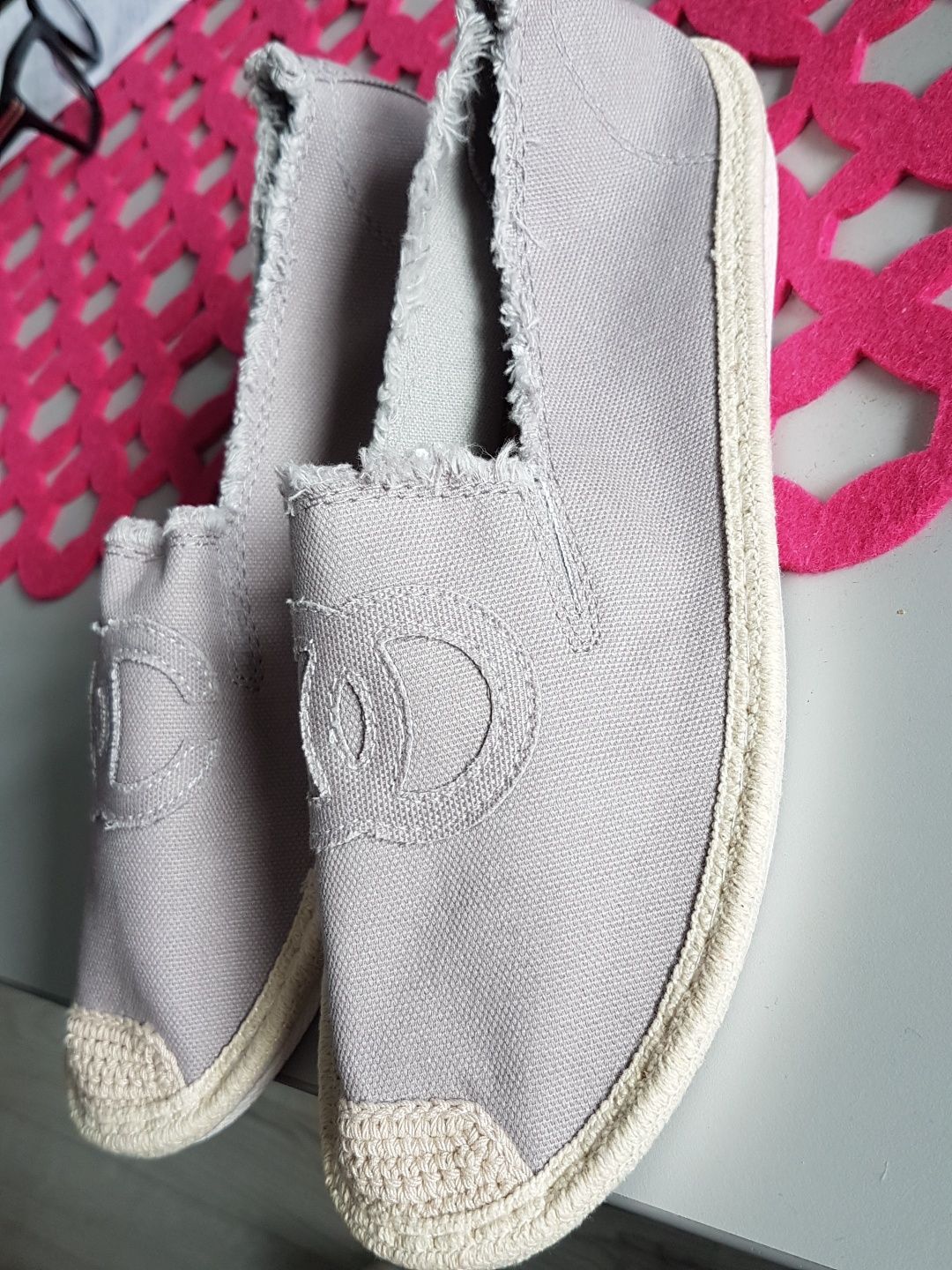 Buty nowe espadryle jasnoszare, r. 38