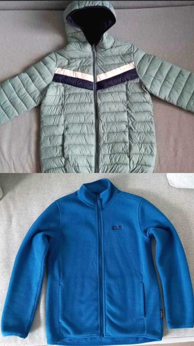 Zestaw polar bluza polarowa Jack Wolfskin 152cm z kurtką Okaidi 164cm