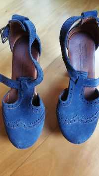 Sapatos camurça azul Tapadas n.37