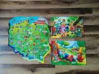 3 pudełka puzzli gry edukacyjne
