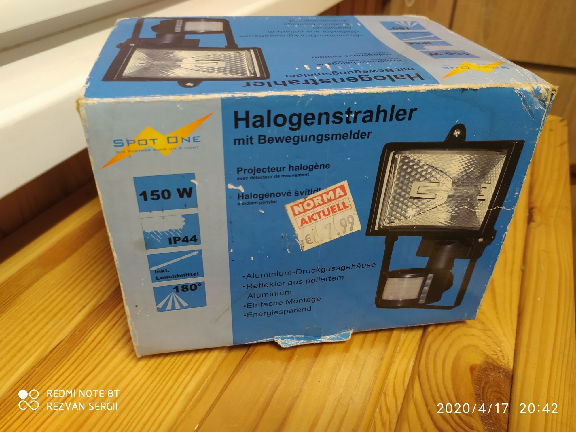 Прожектор галогенный с датчиком движения 150w