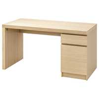 IKEA MALM Biurko, okleina dębowa bejcowana na biało,